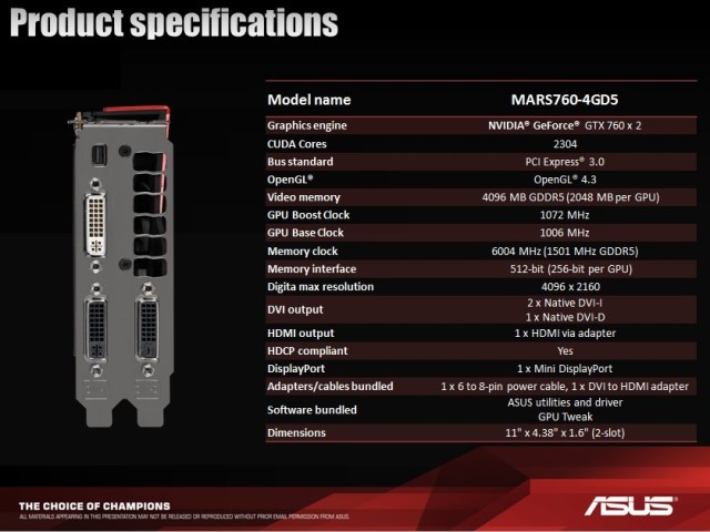 Asus ROG MARS760-4GD5 Specifications