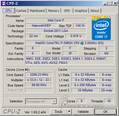 Intel Core i7-5960X CPU-Z Screenshot and Specs