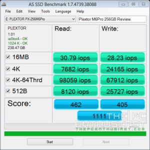 Plextor M6 Pro 256GB SSD AS SSD Benchmark IOPS