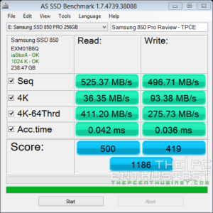 Samsung SSD 850 PRO 256GB AS-SSD Benchmark