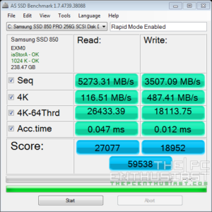 Samsung SSD 850 PRO 256GB AS-SSD Benchmark RAPID