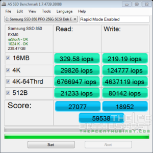 Samsung SSD 850 PRO 256GB AS-SSD IOPS Benchmark RAPID