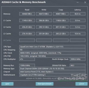 GA-Z170N Gaming 5 OC AIDA64 Memory Benchmark