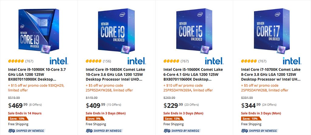 10th gen intel processors discounted