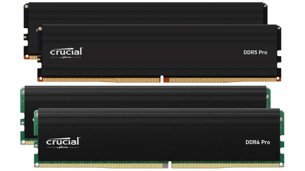 crucial ddr5 and ddr4 pro series memory